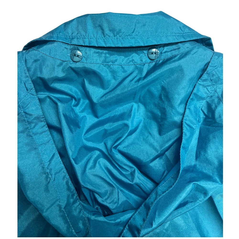 Vintage Totes Coat Teal Blue Nylon Hooded Rain Jacket Womens 14P Retro Longline - Picture 12 of 13